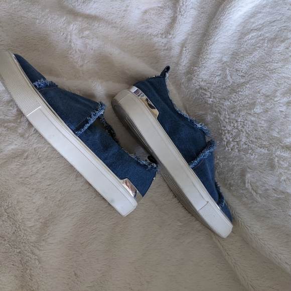 Raw Trim Denim Slip on Sneakers - Picture 9 of 10